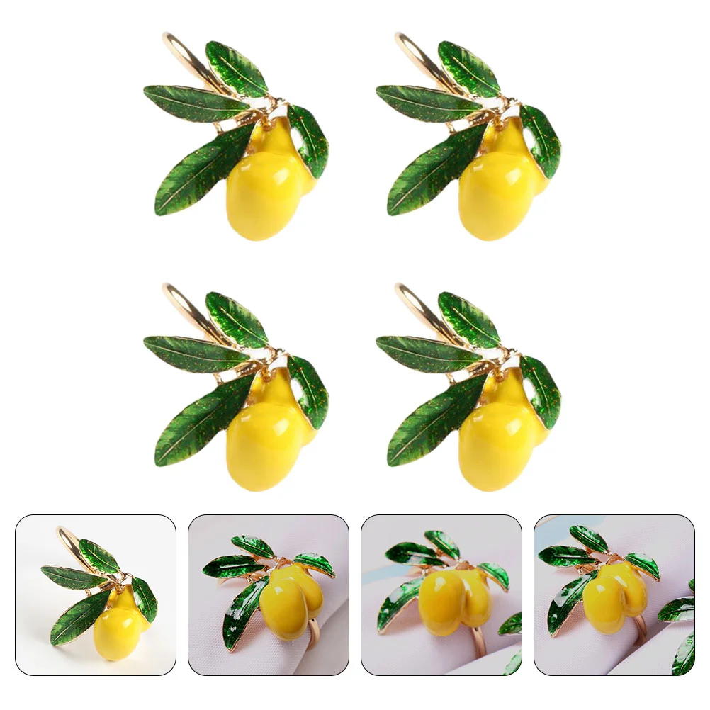 4Pcs Decorative Festival Decors Alloy Lemon-Shaped Napkin Rings Table Accessory
4Pcs Decorative Festival Decors Alloy Lemon-Shaped Napkin Rings Table Accessory
