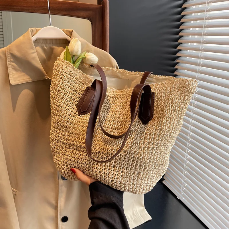 Summer Straw Bag Large Capacity Bucket Bag Rattan Women Shoulder Bag Wicker Woven Handbags Luxury Summer Beach Big Tote Purse
Summer Straw Bag Large Capacity Bucket Bag Rattan Women Shoulder Bag Wicker Woven Handbags Luxury Summer Beach Big Tote Purse