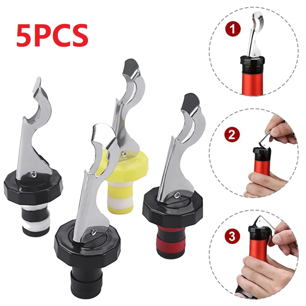 5pcs Bottle Stoppers Wine Bottle Cork Silicone Rubber Stainless Steel Vacuum Sealer Kitchen Supplies Bar Tools Accessories
5pcs Bottle Stoppers Wine Bottle Cork Silicone Rubber Stainless Steel Vacuum Sealer Kitchen Supplies Bar Tools Accessories