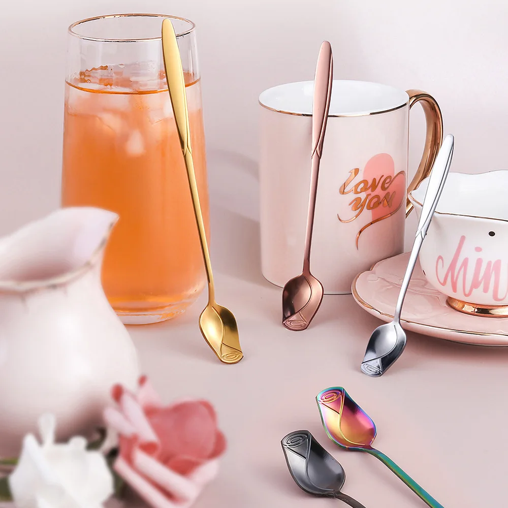 Stainless Steel Stirring Creative Beautiful Rose Ins Style Long Handle Coffee Dessert Spoon Kitchen Supplies
Stainless Steel Stirring Creative Beautiful Rose Ins Style Long Handle Coffee Dessert Spoon Kitchen Supplies