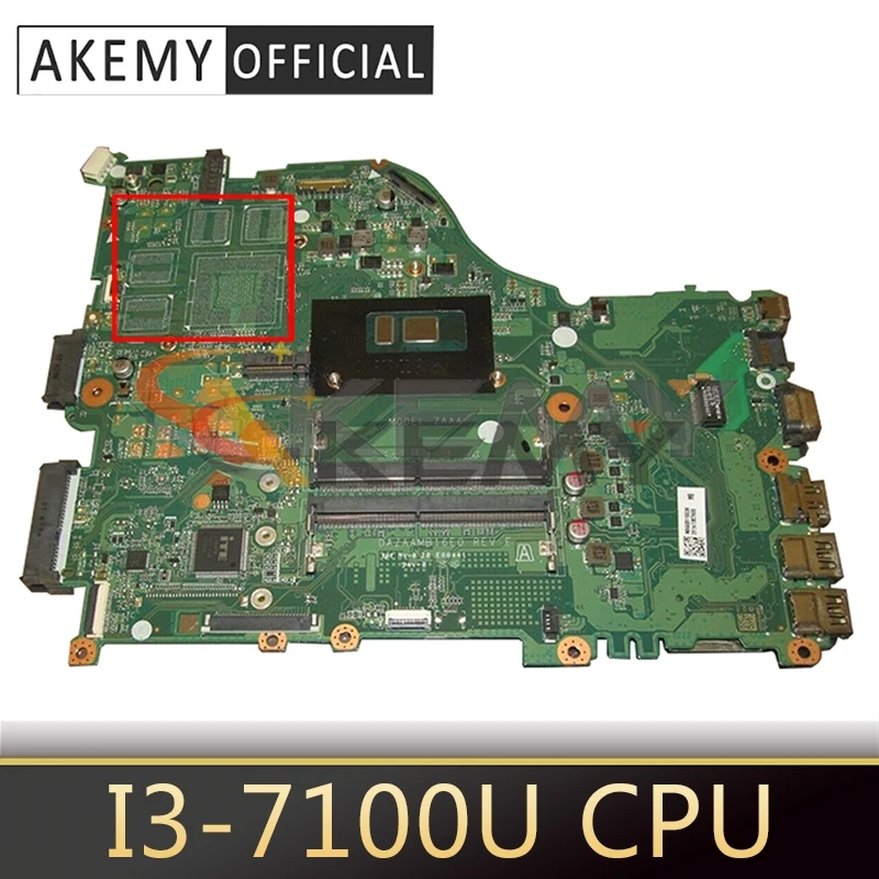Материнская плата AKEMY для ноутбука Acer Aspire E5-575 с процессором I3-7100U NBGD311009 DAZAAMB16E0 REV:E