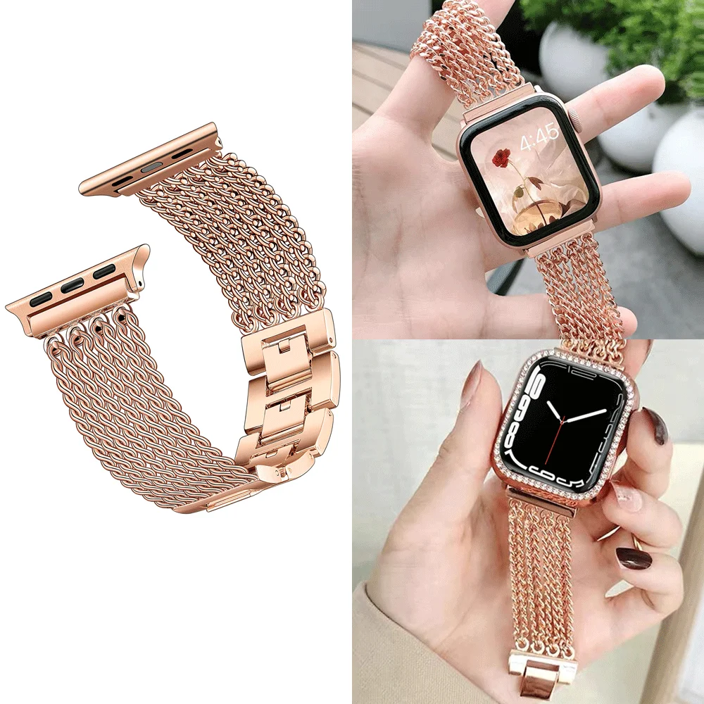 Tassel band for Apple watch 8/Ultra 49mm 40mm 41mm 45mm 44mm 42/38 Metal Solo loop link bracelet iWatch Serie 7 6 5 4 3 SE strap 
Tassel band for Apple watch 8/Ultra 49mm 40mm 41mm 45mm 44mm 42/38 Metal Solo loop link bracelet iWatch Serie 7 6 5 4 3 SE strap