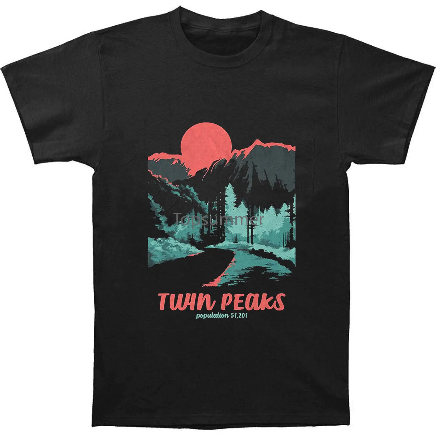 

Mens Twin Peaks Population Fire Walk With Me Laura Palmer David Lynch T-Shirt Short Sleeves 100% Cotton