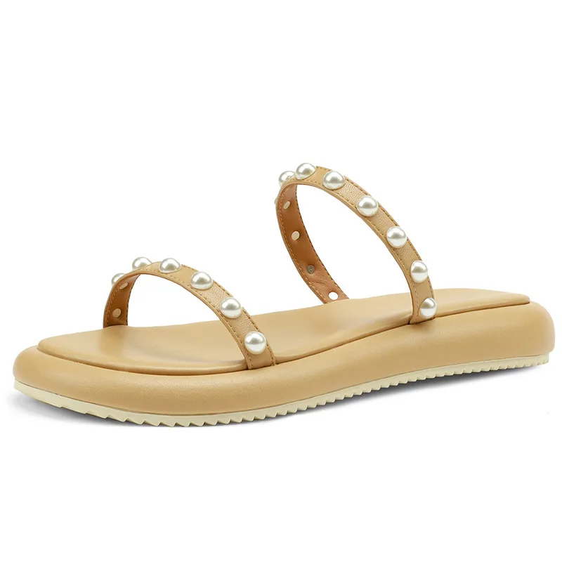 One-word Pearl Open-toe Slides Women's Slippers 2022 Summer New Thick-soled Flat Casual Ladies Slippers Designer Slides Women
One-word Pearl Open-toe Slides Women's Slippers 2022 Summer New Thick-soled Flat Casual Ladies Slippers Designer Slides Women