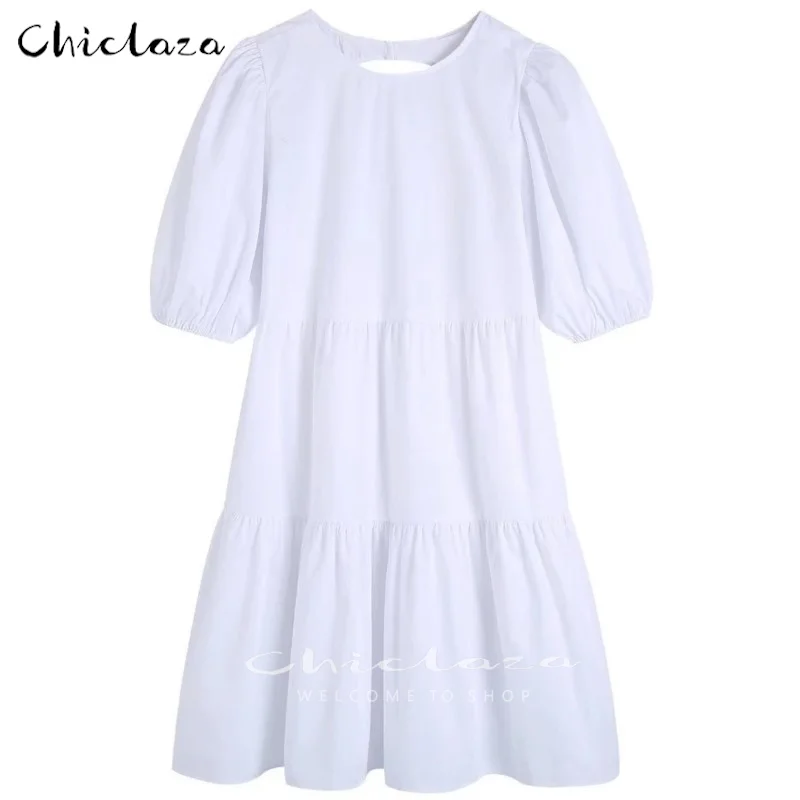 CHICLAZA White Poplin Puff Sleeve Mini Dress Woman Summer Midi Dress Short Sleeve Cascading Ruffles Blouses Dresses
CHICLAZA White Poplin Puff Sleeve Mini Dress Woman Summer Midi Dress Short Sleeve Cascading Ruffles Blouses Dresses