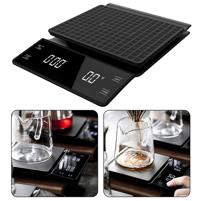 

LCD Display Digital Kitchen Scale 3kg/0.1g High Precision Electronic Balance Pour Over Drip Coffee Scale with Timer Gram Balance