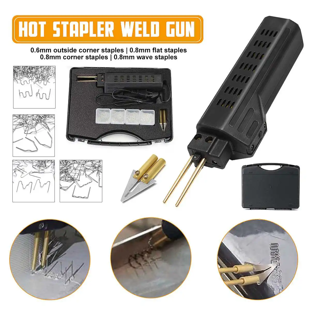 Plastic Bumper Repair Car Bumper Welding Torch Fairing Auto Body Tool Welding Machine with 200 Plastic Staplers
Plastic Bumper Repair Car Bumper Welding Torch Fairing Auto Body Tool Welding Machine with 200 Plastic Staplers