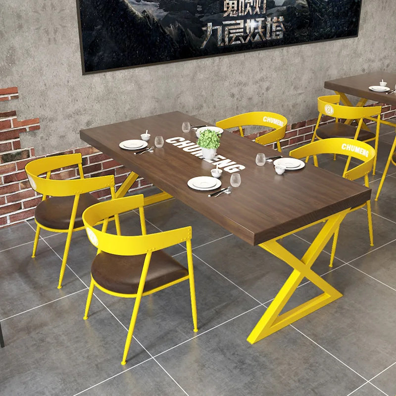 C0306 Wrought Iron Solid Wood Dining Table and Chairs Combination Industrial Style Restaurant Commercial Bistro Retro Hot Pot Re
C0306 Wrought Iron Solid Wood Dining Table and Chairs Combination Industrial Style Restaurant Commercial Bistro Retro Hot Pot Re