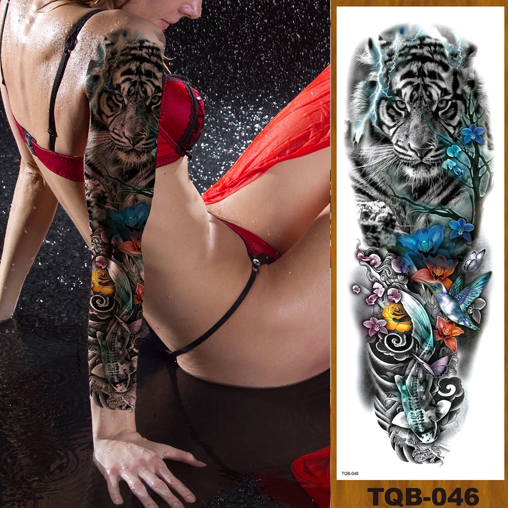 Временные тату-наклейки на руку наклейки с полными цветами для мужчин женщин