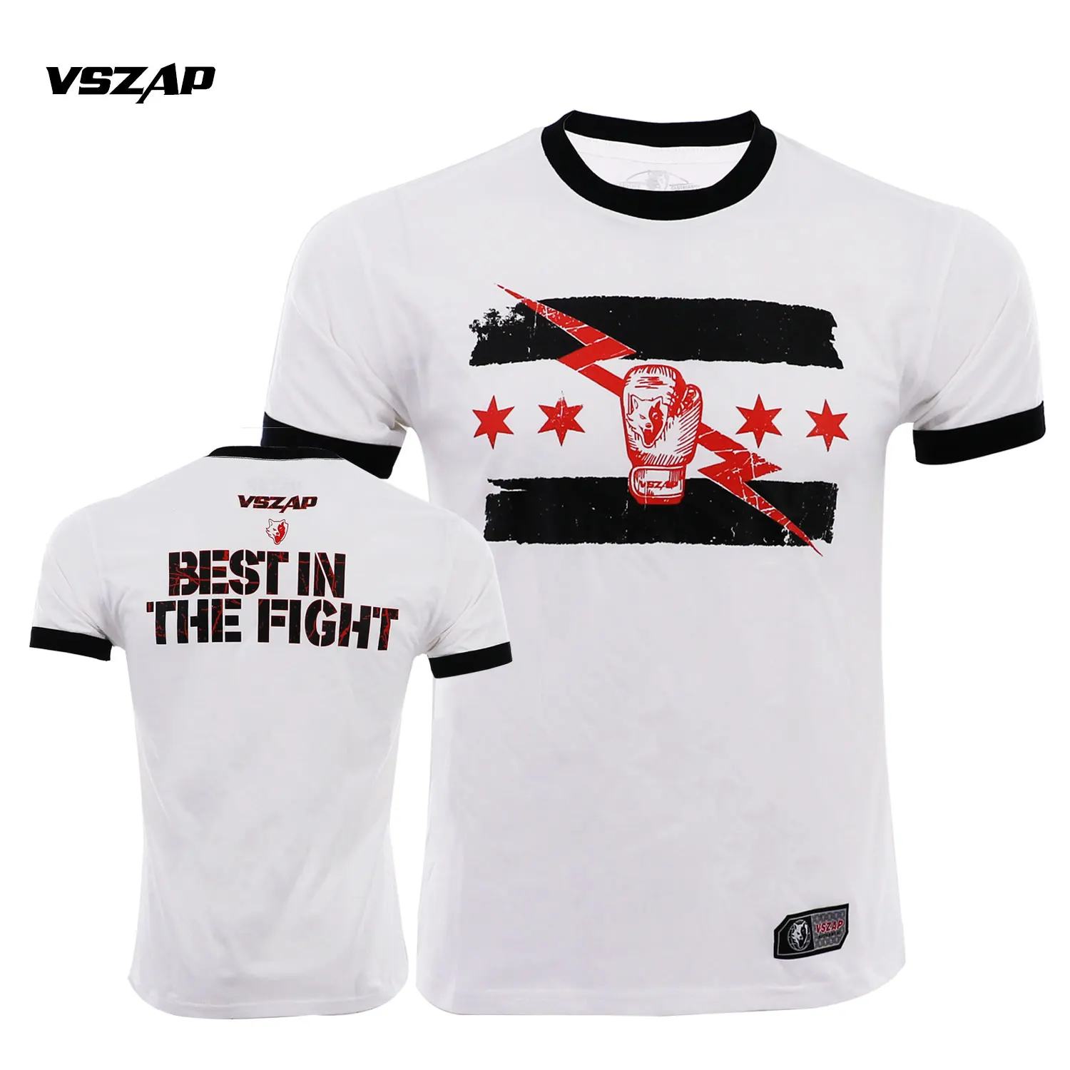 Повседневная футболка Vszap из чистого хлопка для фитнеса MMA бокса с коротким