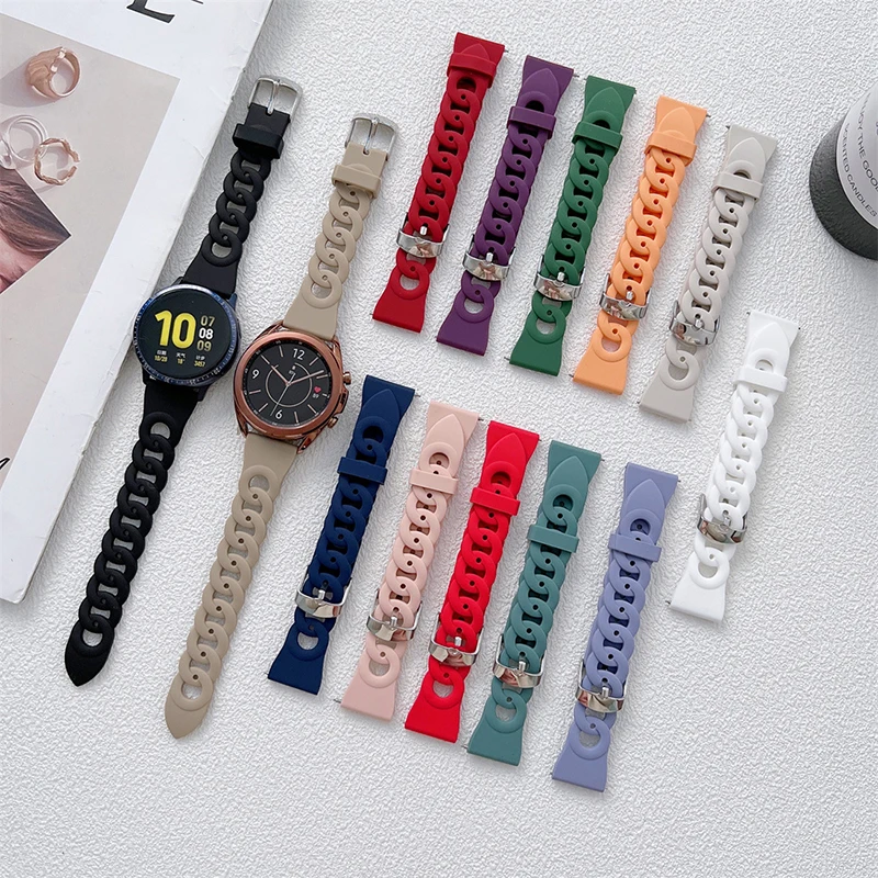 20mm 22mm Ladys Silicone Strap For Samsung Galaxy Watch 4 3 Wrist Band Bracelet S3 Watchband Suitable For Multi-brand Watches
20mm 22mm Ladys Silicone Strap For Samsung Galaxy Watch 4 3 Wrist Band Bracelet S3 Watchband Suitable For Multi-brand Watches