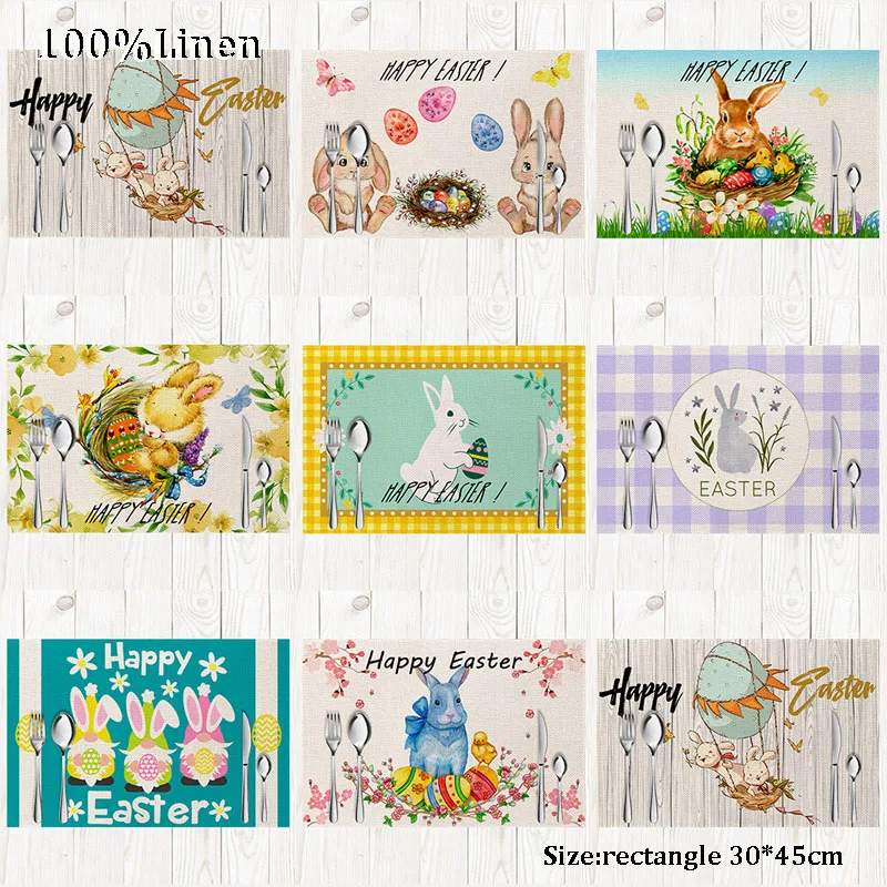 HOT linen Easter bunny Printed table place mat Christmas pad Cloth dining placemat cup Insulation coaster doily kitchen decor
HOT linen Easter bunny Printed table place mat Christmas pad Cloth dining placemat cup Insulation coaster doily kitchen decor