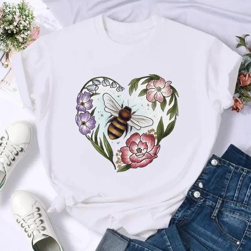 Short Sleeve Bee Flower Lovely Cute Print T Shirt Fashion Summer Women Female Casual Top Tshirts Cartoon Graphic Tee T-Shirt
Short Sleeve Bee Flower Lovely Cute Print T Shirt Fashion Summer Women Female Casual Top Tshirts Cartoon Graphic Tee T-Shirt