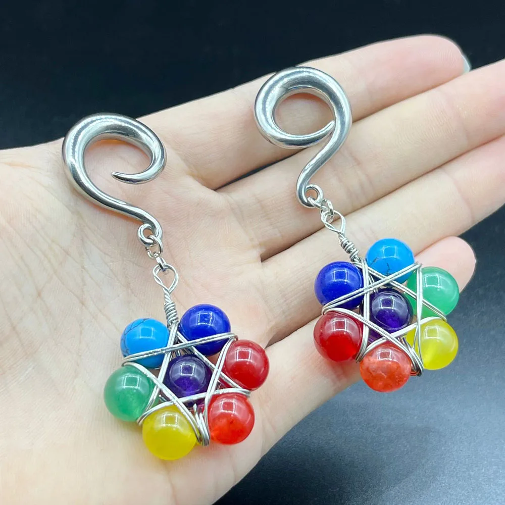 New Style Simple Charm Agate Stone Pendant Stainless Steel Hook Plugs 6mm 8mm Ear Weights Hangers For stretched Earlobe Jewelry
New Style Simple Charm Agate Stone Pendant Stainless Steel Hook Plugs 6mm 8mm Ear Weights Hangers For stretched Earlobe Jewelry
