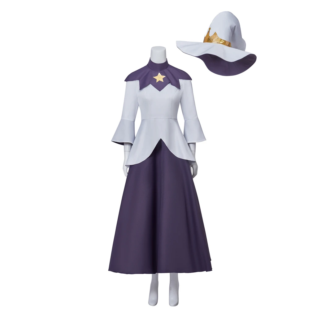

The Owl Cosplay House Azura Cosplay Costume Dress The Good Witch Azura Costume Uniform Dress Outfit with Hat for Women Adult
