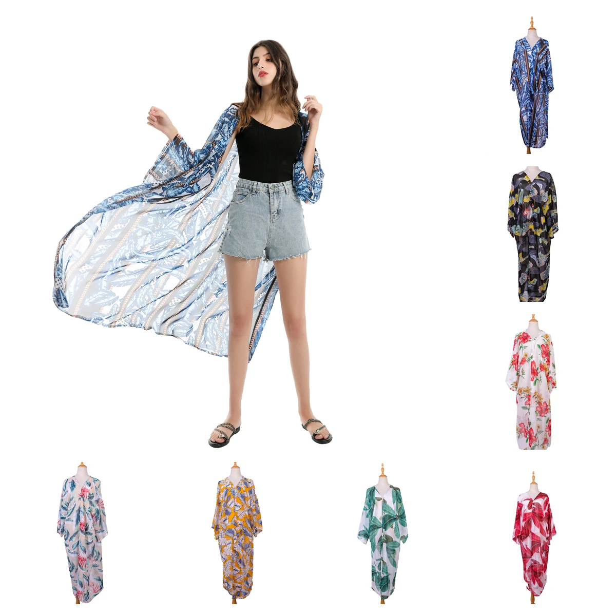 Women Sun Protection Shawl Lady Chiffon Floral Cape Breathable Bikini Blouse Loose Beach Smock Summer Cardigan for Holiday
Women Sun Protection Shawl Lady Chiffon Floral Cape Breathable Bikini Blouse Loose Beach Smock Summer Cardigan for Holiday