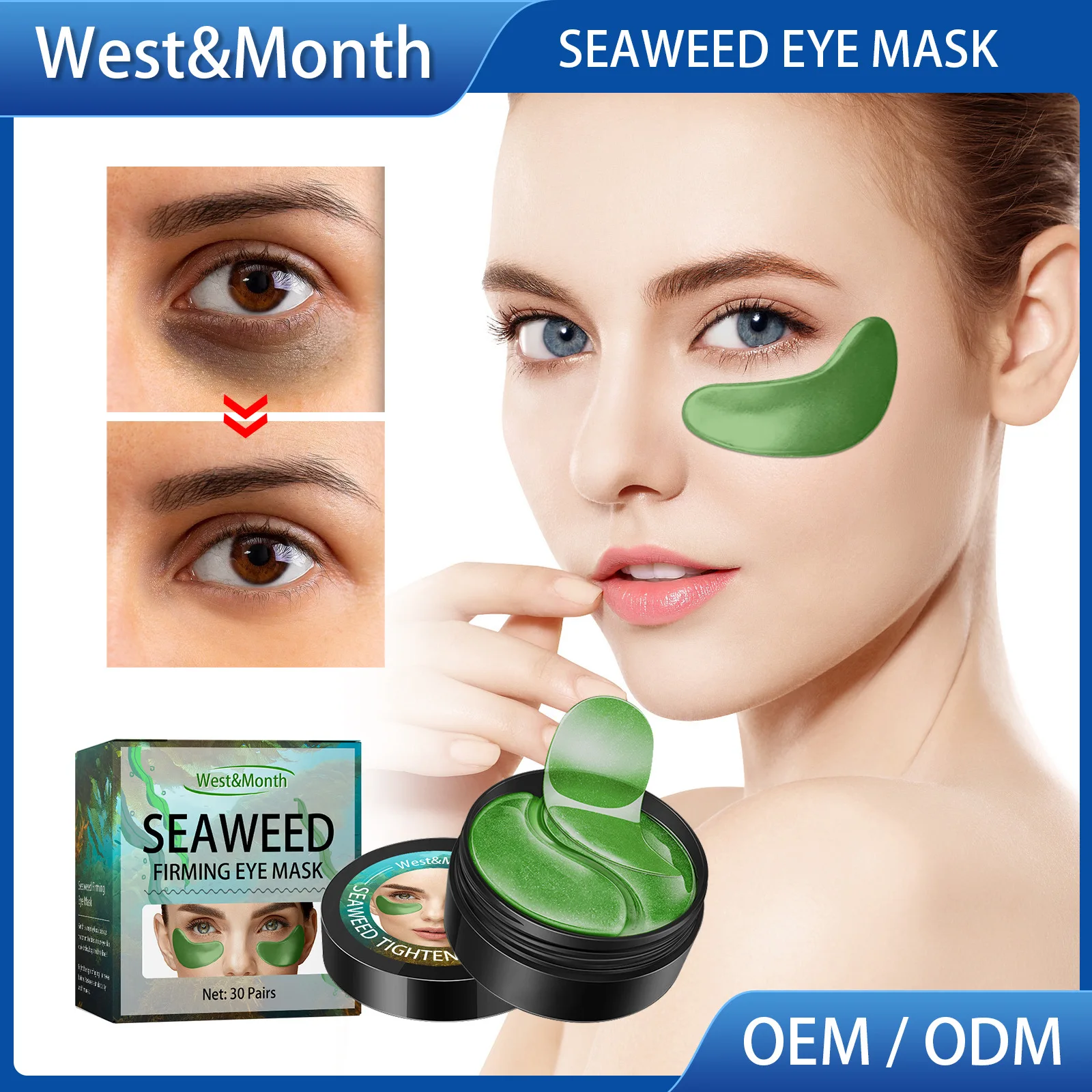 

Seaweed Firming Eye Patch Mask Collagen Eye Skin Care Moisturizing Hydration Anti-aging Lighten Fine Lines and Dark Circles