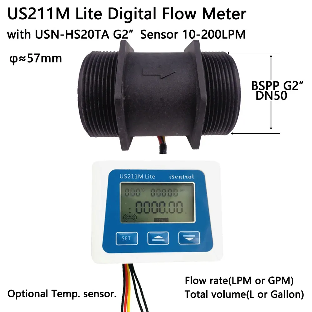 

Цифровой расходомер US211M Lite USN-HS20TA 10-200 л/мин, устройство для чтения расхода, совместимо со всеми нашими датчиками потока воды с эффектом зала