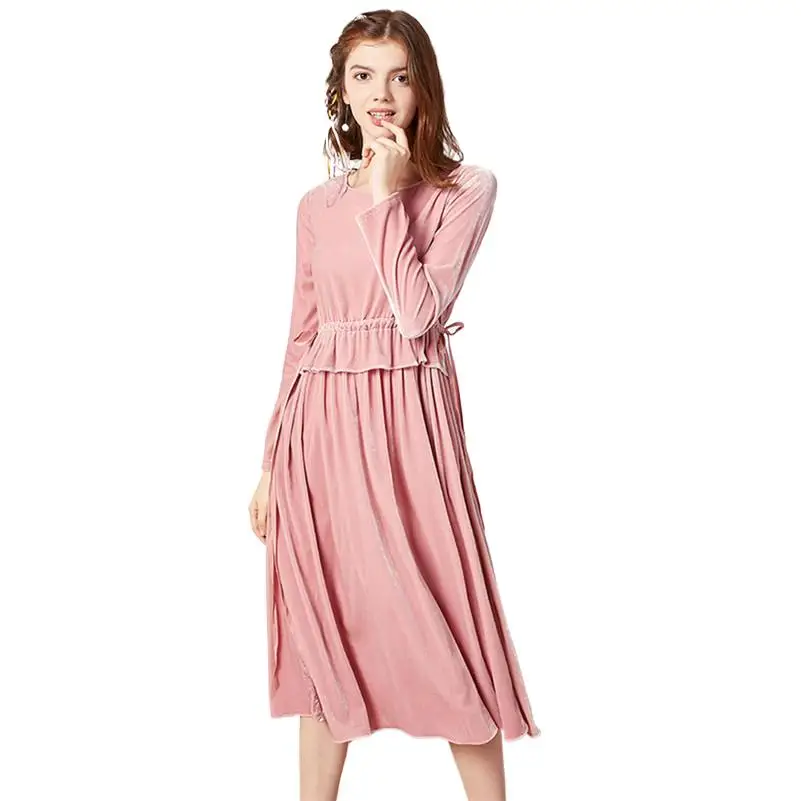 Women Velvet Midi Dress New Autumn Femme Vintage Dress Sweet Girls Ruffles Party Vestidos Lady Office Long Retro Robe
Women Velvet Midi Dress New Autumn Femme Vintage Dress Sweet Girls Ruffles Party Vestidos Lady Office Long Retro Robe