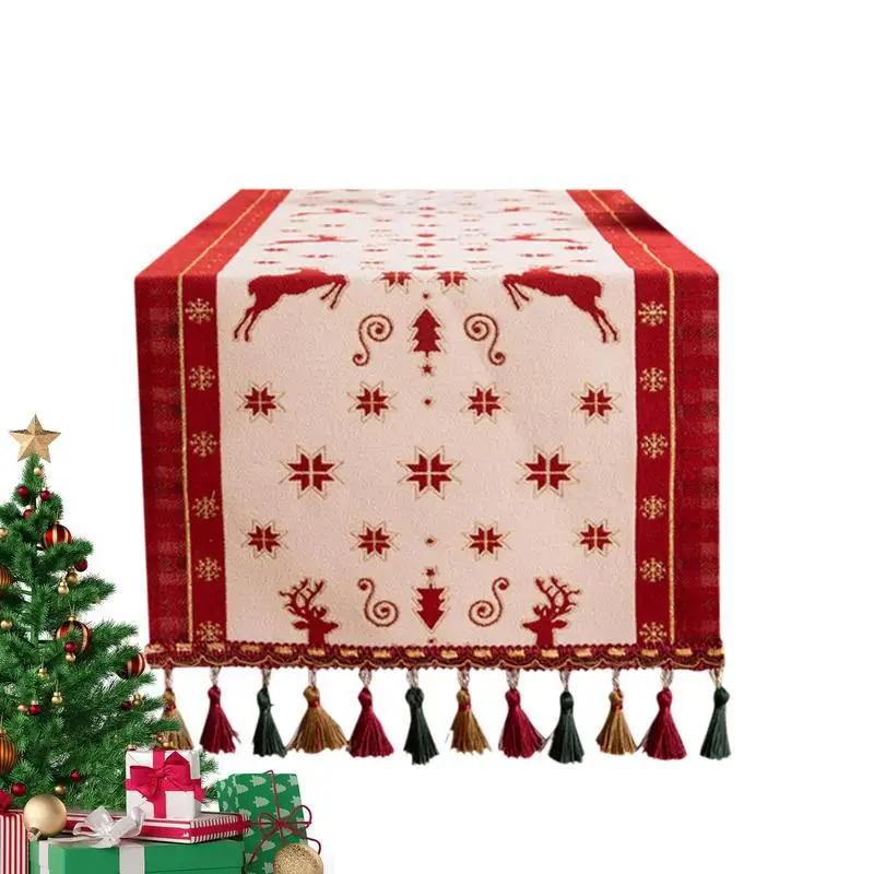 Christmas Table Runner Yarn-dyed Jacquard Table Flag Christmas Deer Gift Christmas Hat Tassel Table Flag Bedside Flag Chest
Christmas Table Runner Yarn-dyed Jacquard Table Flag Christmas Deer Gift Christmas Hat Tassel Table Flag Bedside Flag Chest
