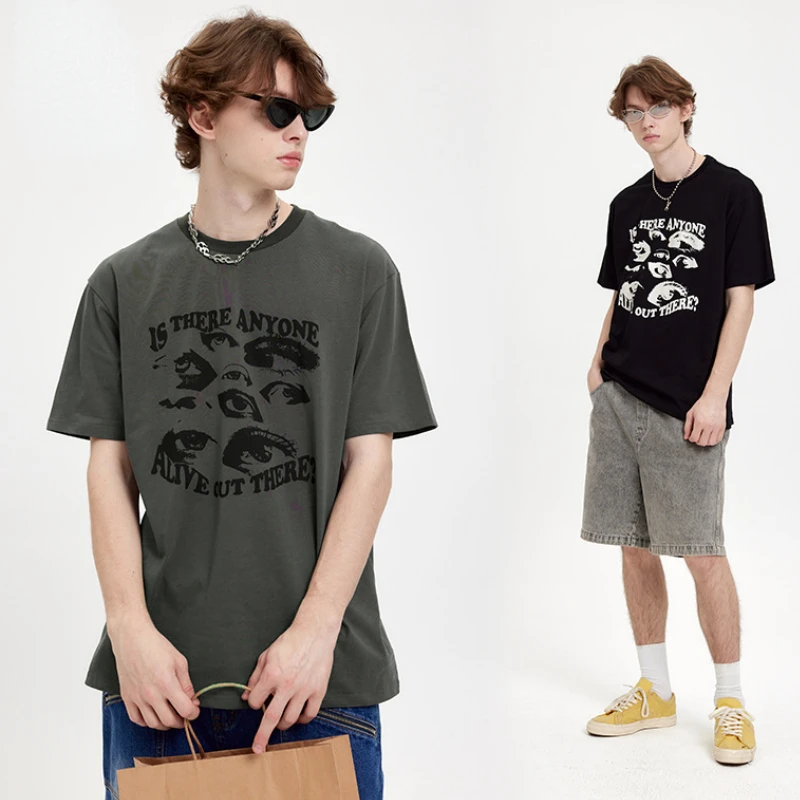 100% Cotton Casual Versatile Short Sleeve T-shirts Men Loose Print Eyes Retro Boy's Fashion Clothing 
100% Cotton Casual Versatile Short Sleeve T-shirts Men Loose Print Eyes Retro Boy's Fashion Clothing