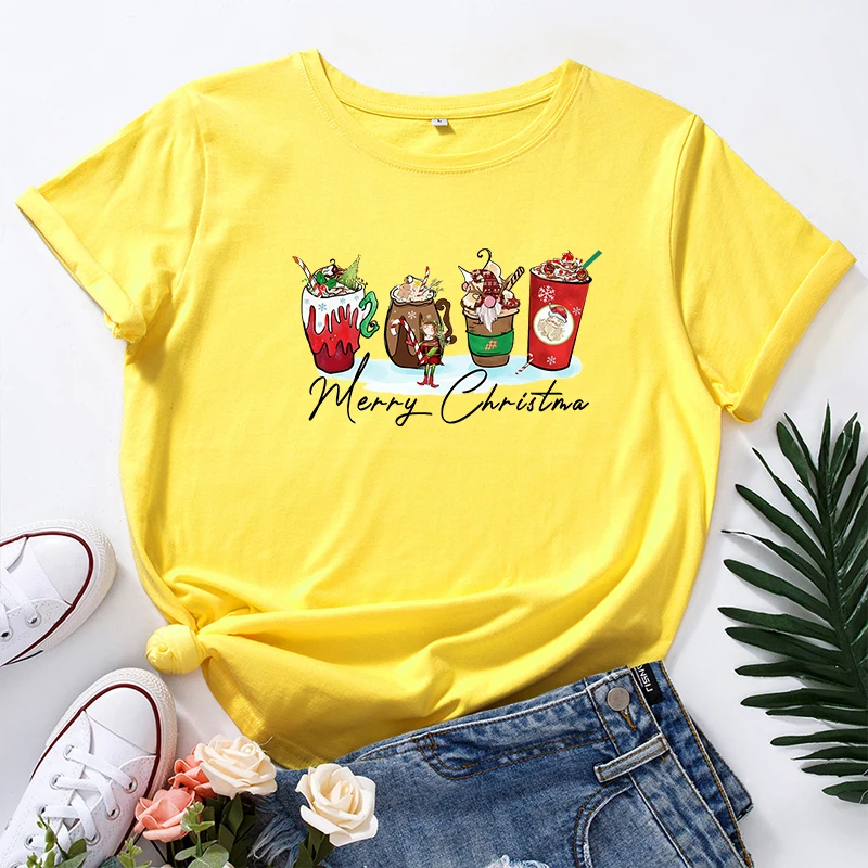 Футболка женская повседневная с коротким рукавом, 100% хлопок, топ с принтом рождественского мороженого, букв и круглым вырезом, на лето
Футболка женская повседневная с коротким рукавом, 100% хлопок, топ с принтом рождественского мороженого, букв и круглым вырезом, на лето