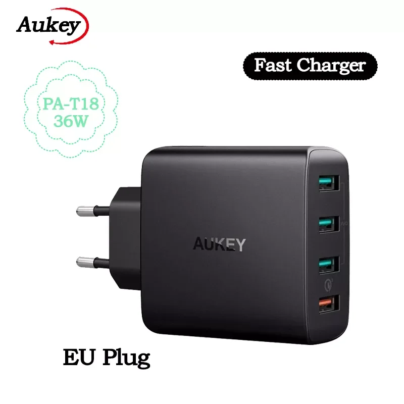 Aukey PA-T18 42W USB Charger Quick Charge 3.0 Phone Adapter For iPhone 13 Portable Wall Mobile EU Fast Charger
Aukey PA-T18 42W USB Charger Quick Charge 3.0 Phone Adapter For iPhone 13 Portable Wall Mobile EU Fast Charger