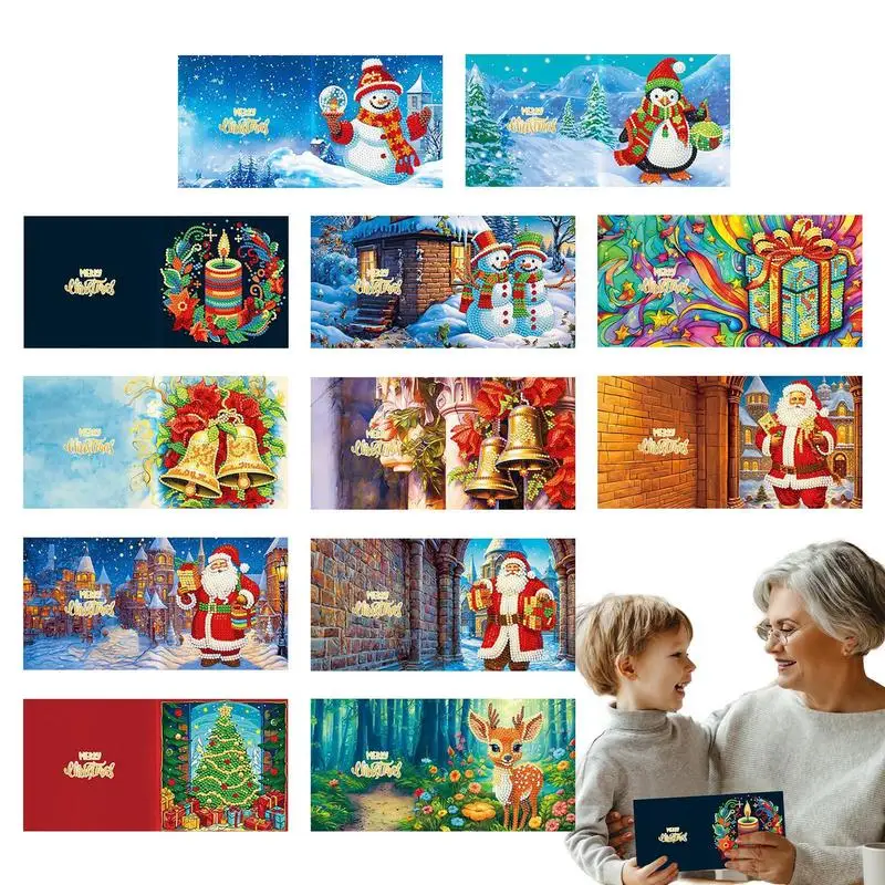 

Наборы для рождественских открыток для детей с рождественскими элементами, рождественские поделки для детей, наборы для изготовления открыток, 12 шт., новинка, «сделай сам», Рождество