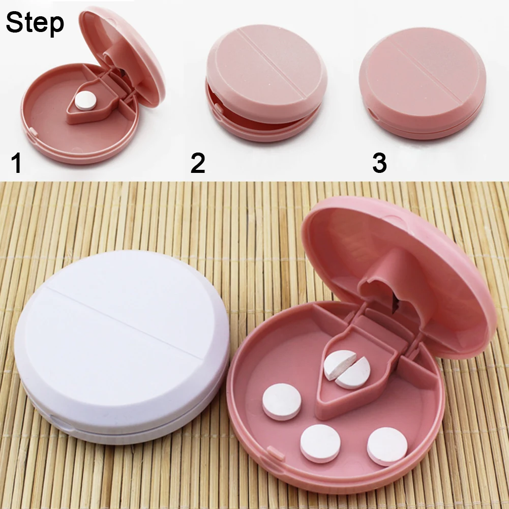 

Portable Pill Cutter Splitter Divide Storage Medicine Cut Compartment Box Holder Travel Pill Case Medicine Drugs Pill Container