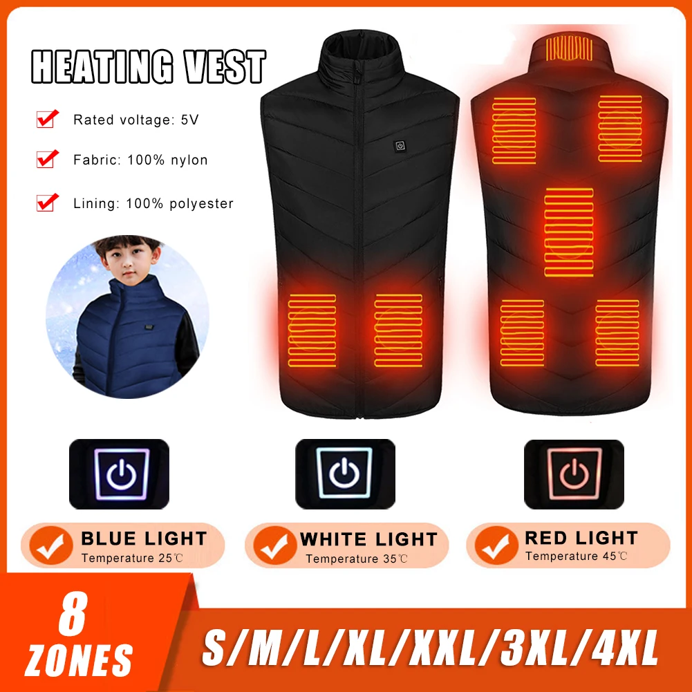 Children Electric Heated Vest 8 Heating Zone Winter Sleeveless Jacket 3-Temp Adjustable Warm Breathable Heated Vest For Teenager
Children Electric Heated Vest 8 Heating Zone Winter Sleeveless Jacket 3-Temp Adjustable Warm Breathable Heated Vest For Teenager