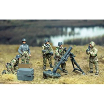 1/72 Resin Soldier Die-Cast Model Kit Winter Mortar Group 4 Person and Accessories Assembly Kit Free Shipping