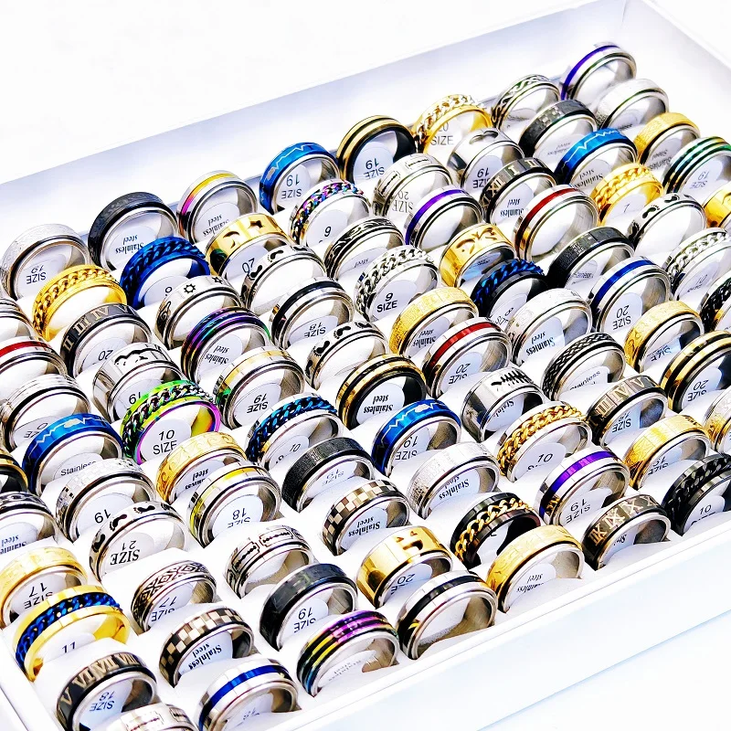 20/30Pcs Fashion Stainless Steel Spinner Rings for Men and Women Mixed Design Classic Punk Double Rotating Ring Wholesale
20/30Pcs Fashion Stainless Steel Spinner Rings for Men and Women Mixed Design Classic Punk Double Rotating Ring Wholesale
