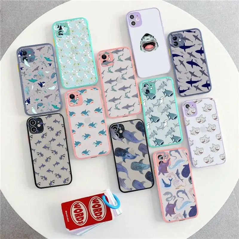 FHNBLJ Cute Shark Pattern Phone Case for iPhone X XR XS 7 8 Plus 11 12 13 pro MAX 13mini Translucent Matte Shockproof Case
FHNBLJ Cute Shark Pattern Phone Case for iPhone X XR XS 7 8 Plus 11 12 13 pro MAX 13mini Translucent Matte Shockproof Case