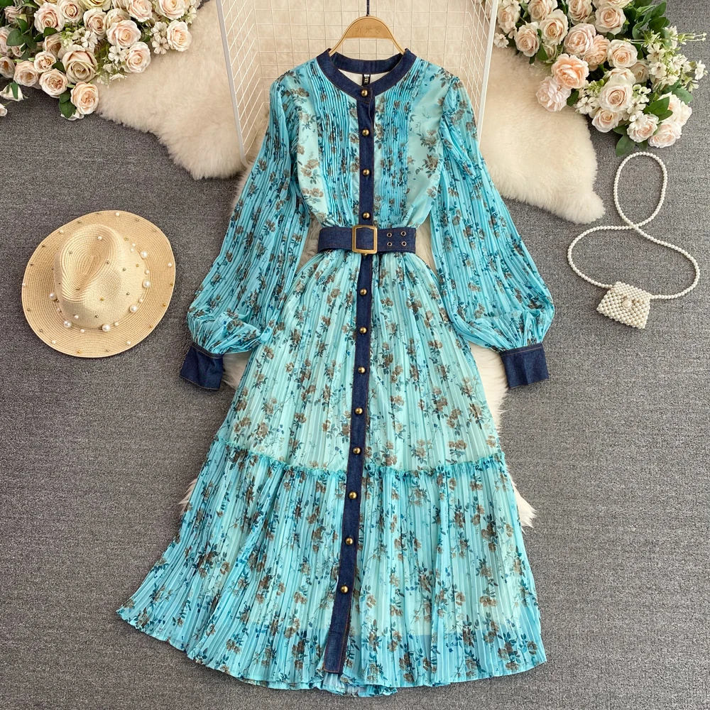 Шифоновое плиссированное платье в стиле пэчворк, с цветочным принтом, из денима, весна 2023
Шифоновое плиссированное платье в стиле пэчворк, с цветочным принтом, из денима, весна 2023