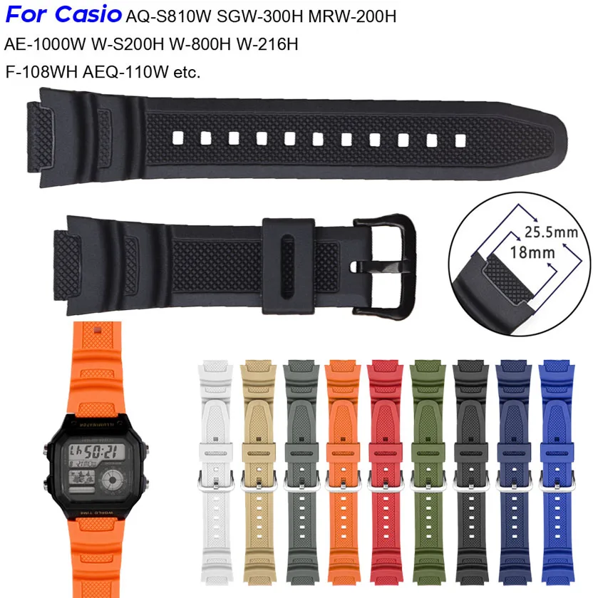 Silicone Watch Strap for Casio AQ-S810W SGW-400H W-800H AE-1000W F-108WH W215 MRW-200H AEQ-110W Watch Band 18mm Belt for Casio
Silicone Watch Strap for Casio AQ-S810W SGW-400H W-800H AE-1000W F-108WH W215 MRW-200H AEQ-110W Watch Band 18mm Belt for Casio
