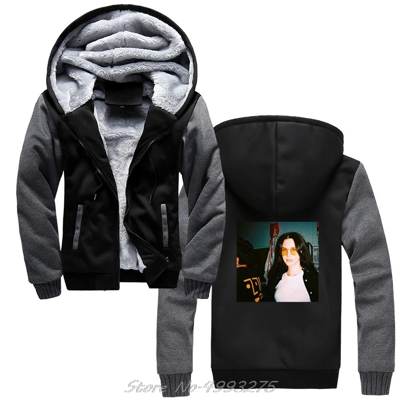 

Lana Del Rey Letter Print Casual Funny hoodies High Quality Men/Woman Winter Wool Liner Jacket Thicken Sweatshirts