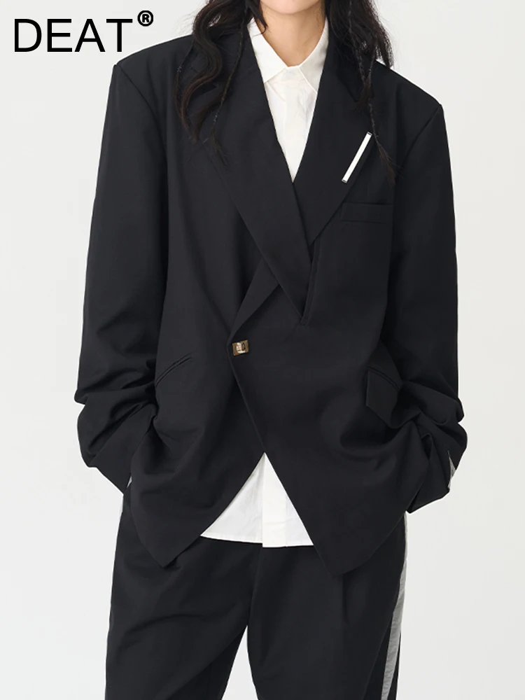 DEAT Fashion Women's Blazer Notched Collar Loose Cross Connection Pocket Single Metal Button Suit Jackets Autumn 2023 New 7AB403
DEAT Fashion Women's Blazer Notched Collar Loose Cross Connection Pocket Single Metal Button Suit Jackets Autumn 2023 New 7AB403