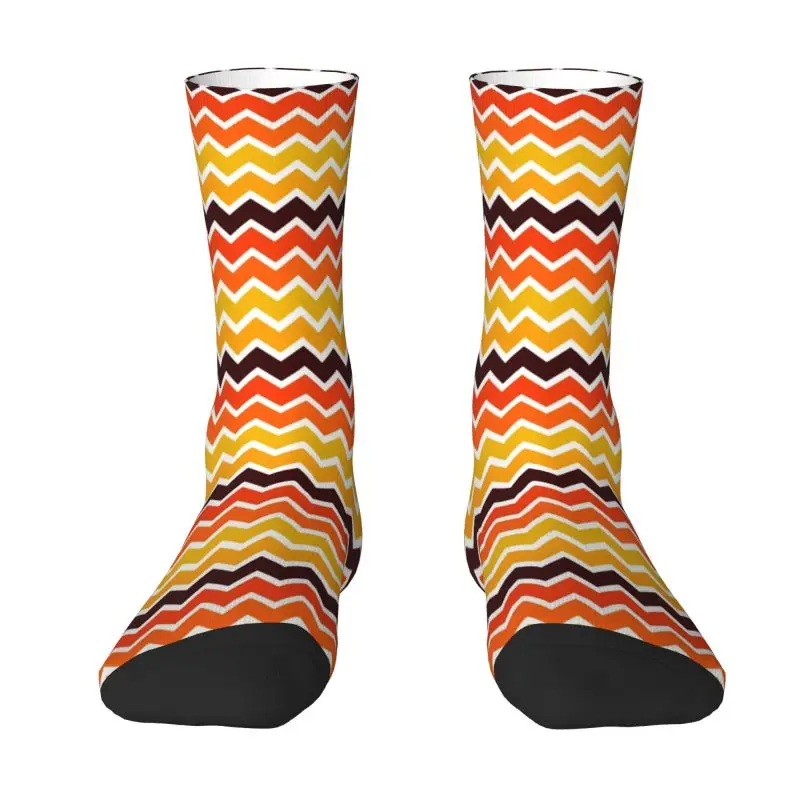 

Оранжево-белые носки с зигзагообразными линиями для мужчин и женщин, Новинка унисекс, Современные Геометрические носки с 3D-принтом в виде волн