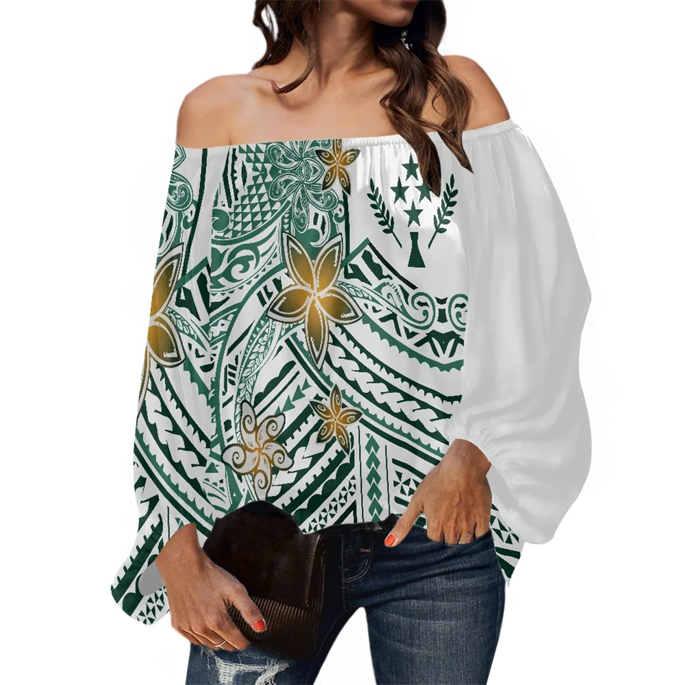 Sublimation Print Lady Shirt Polynesian Tribal Kosrae Islands Floral Print Sleeveless Shirt Off Shoulder Long Sleeve Loose Shirt
Sublimation Print Lady Shirt Polynesian Tribal Kosrae Islands Floral Print Sleeveless Shirt Off Shoulder Long Sleeve Loose Shirt