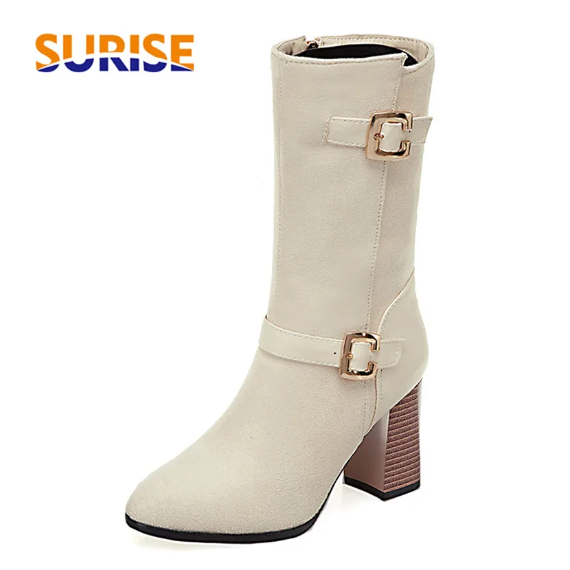 Plus Size Shoes Women Mid-calf Boots Black Beige Flock High Block Heels Winter Ladies Pointed Toe Zipper Buckle Plush Half Boots
Plus Size Shoes Women Mid-calf Boots Black Beige Flock High Block Heels Winter Ladies Pointed Toe Zipper Buckle Plush Half Boots