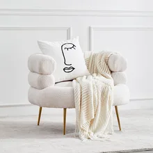 JOYLIVE Household Lazy Sofa Living Room Bedroom Light Luxury Sofa Chair Ins Nordic Art Design White Lamb Fluff Single Sofa 2023