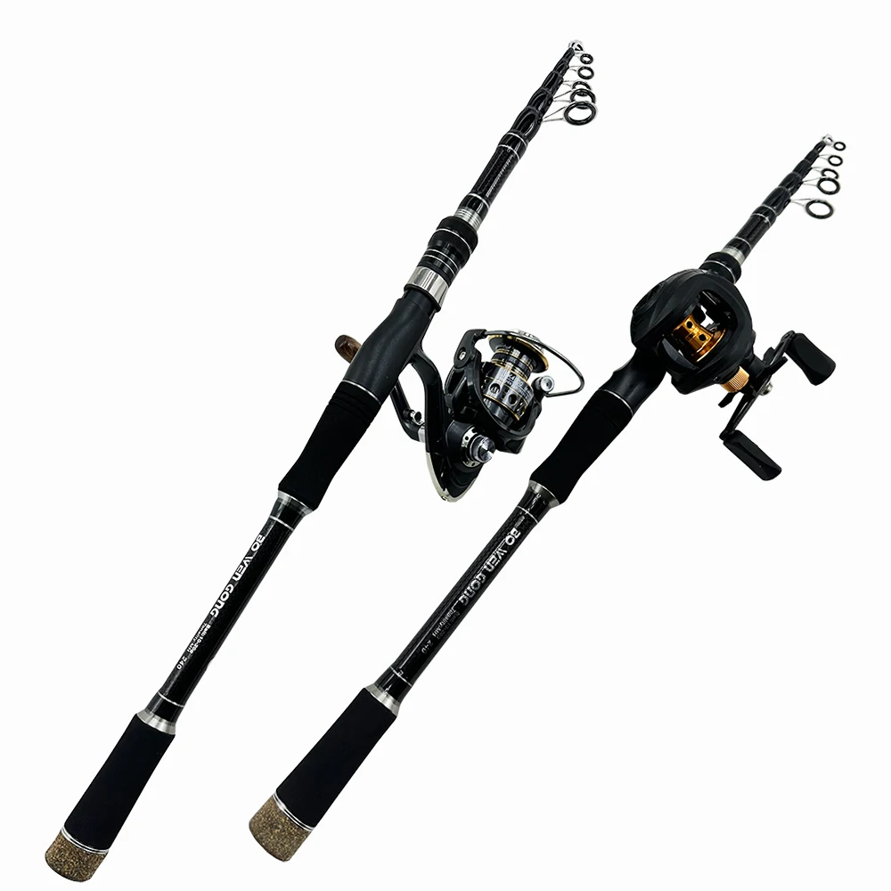 

Baitcast Combo Baitcasting Fishing Rod and Reel Telescopic Rods and 7.2:1 Gear Ratio Reels Kit for Bass Carp Fish Max Drag 8kg