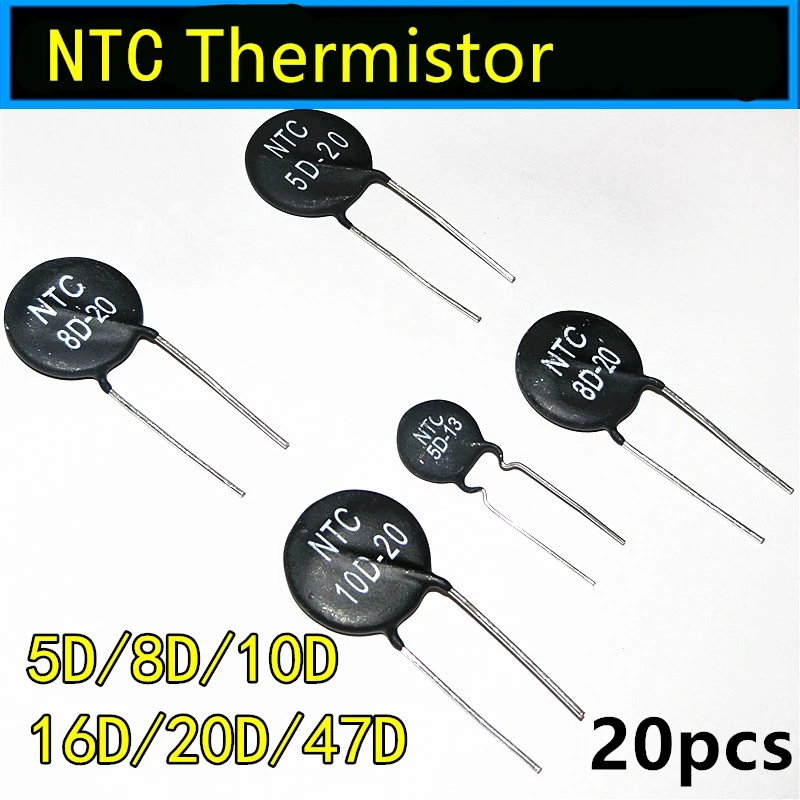20PCS/LOT NTC Thermistor Negative Temperature Coefficient 5D/8D/47D/20D/10D/16D-5/7/9/11/13/15/20/25full Range
20PCS/LOT NTC Thermistor Negative Temperature Coefficient 5D/8D/47D/20D/10D/16D-5/7/9/11/13/15/20/25full Range