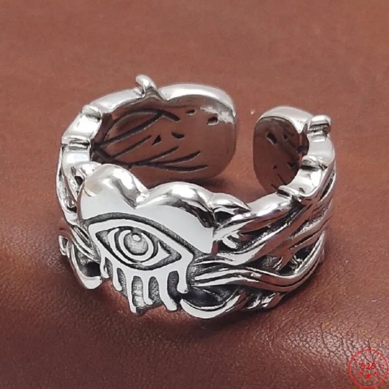 

S925 Sterling Silver Rings for Women 2023 New Women's Fashion Eternal Vine Totem Eye of God Opening Pure Argentum Punk Jewelry