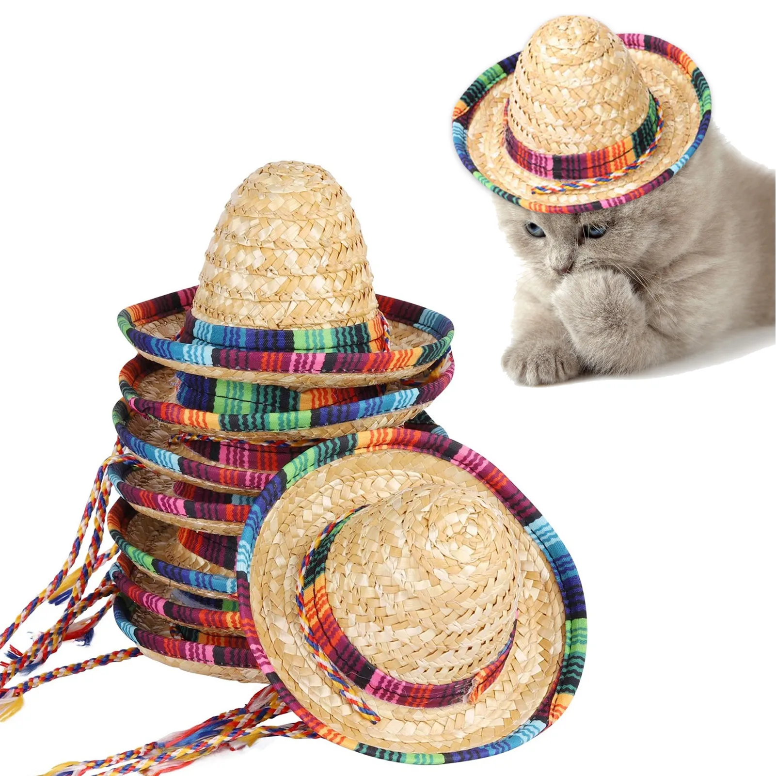 Cute Mini Puppy Dog Cat Straw Woven Sun Hat Cap Mexican Sombrero Pet Supplies Cute Costume For Dogs Adjustable
Cute Mini Puppy Dog Cat Straw Woven Sun Hat Cap Mexican Sombrero Pet Supplies Cute Costume For Dogs Adjustable