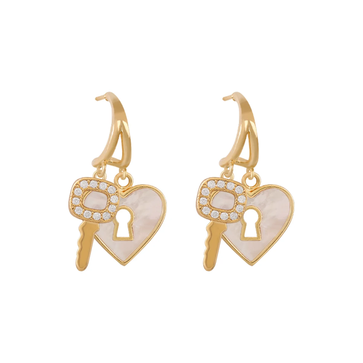 Sparkly Crystal Heart Half Hoop Earrings for Women, Small Lock & Key Stud Ear Jewelry with Shining AAA Cubic Zirconia
Sparkly Crystal Heart Half Hoop Earrings for Women, Small Lock & Key Stud Ear Jewelry with Shining AAA Cubic Zirconia