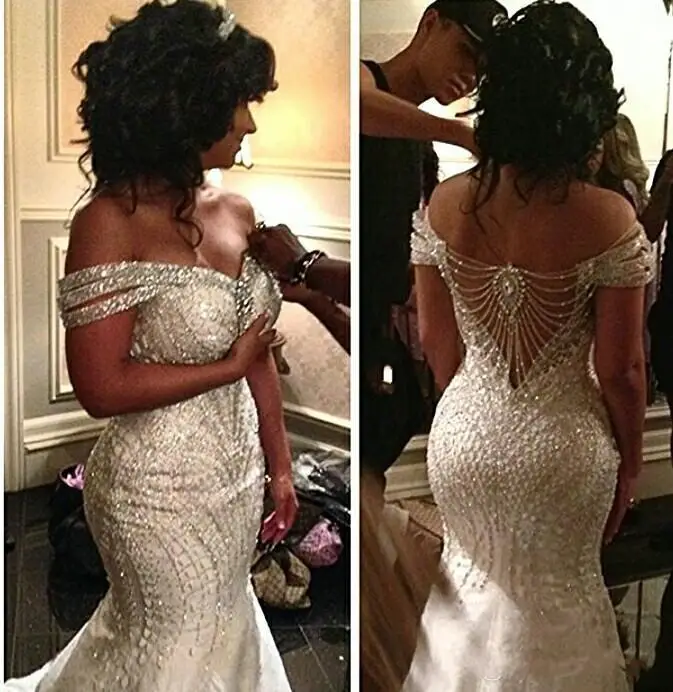 Mermaid Organza Beading Backless Sequin Off Shoulder Bridal Gowns Sweep Train Wedding Dresses Custom Made Bridal Vestidos 2022
Mermaid Organza Beading Backless Sequin Off Shoulder Bridal Gowns Sweep Train Wedding Dresses Custom Made Bridal Vestidos 2022