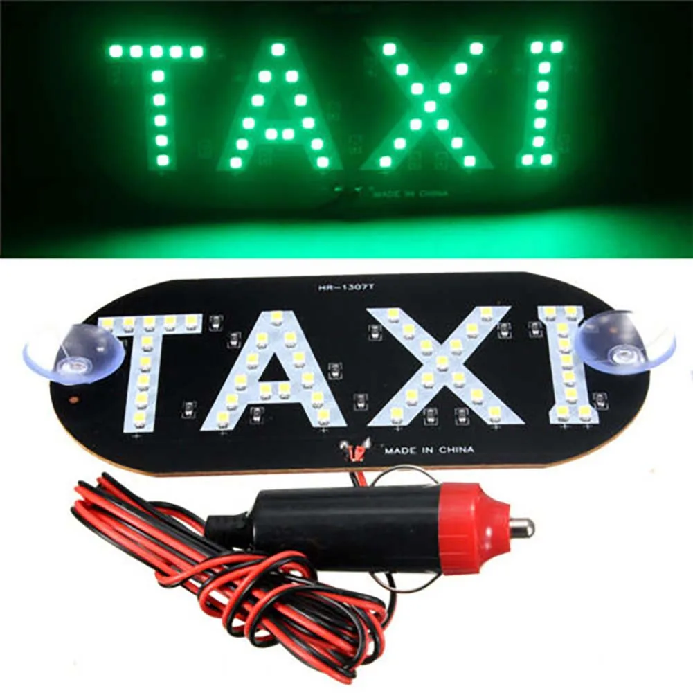 

12V Taxi Sign LED Indicator Light Panel Sign Warning Light Green Light Cigarette Lighter Signal Light 14cmX7cm