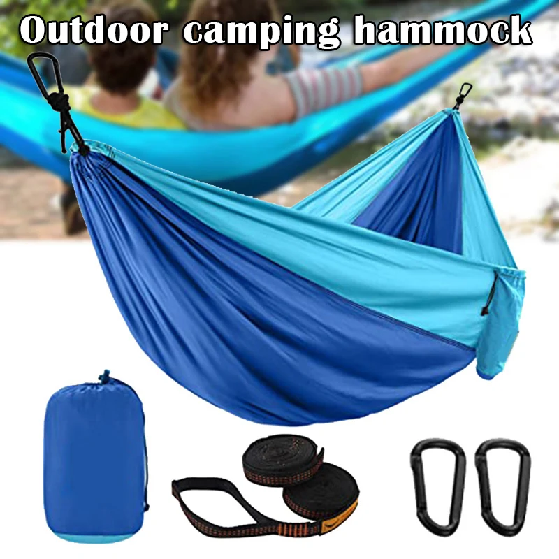 

Portable Ultralight Nylon Hammock Soft Nylon Fabric Safe Sturdy Blue Hammock for Indoor Outdoor Garden
