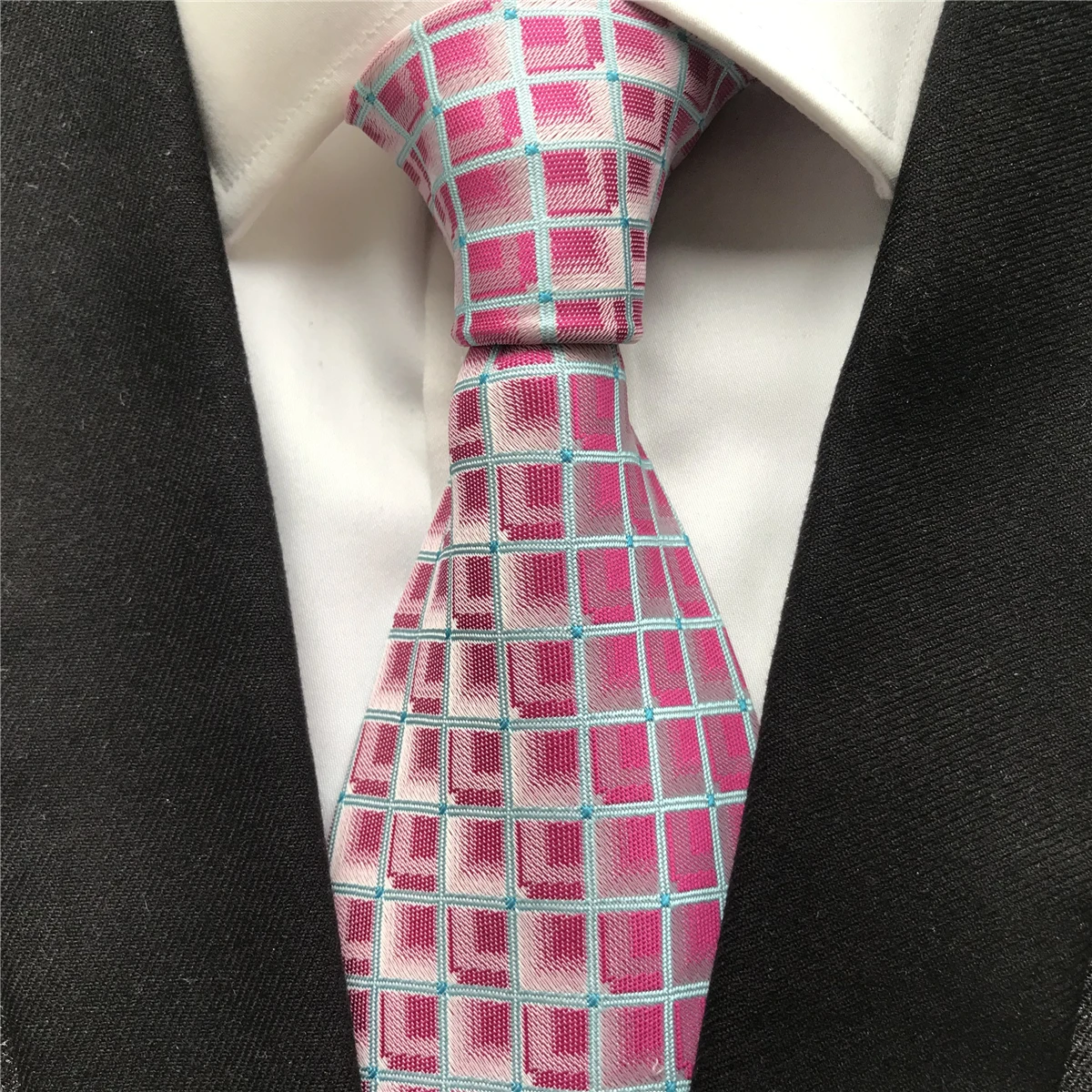 

10 cm Width New Design Men's Ties Jacquard Woven Neck Tie Fashion Checkered Neckties for Men